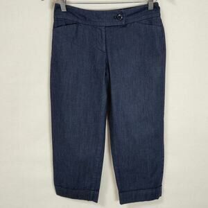 Ann Taylor Curvy Petite Denim Capris Blue Solid Straight Women Size 00P